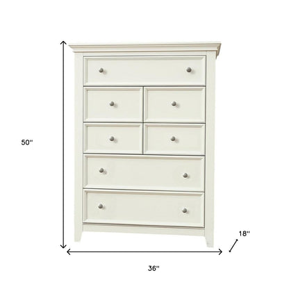 36" White Solid Wood Seven Drawer Dresser-3