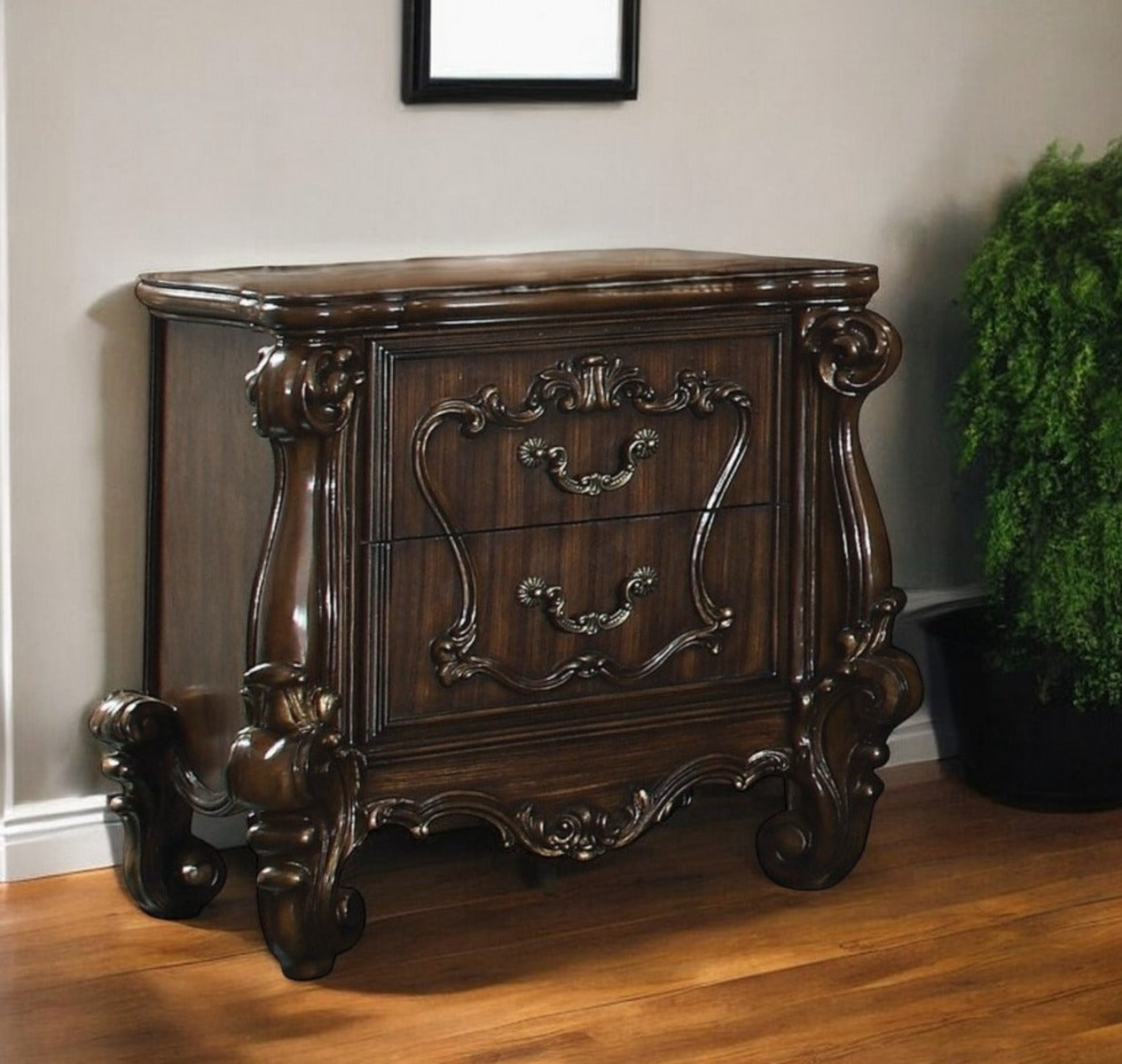 31" Brown Two Drawers Nightstand-0