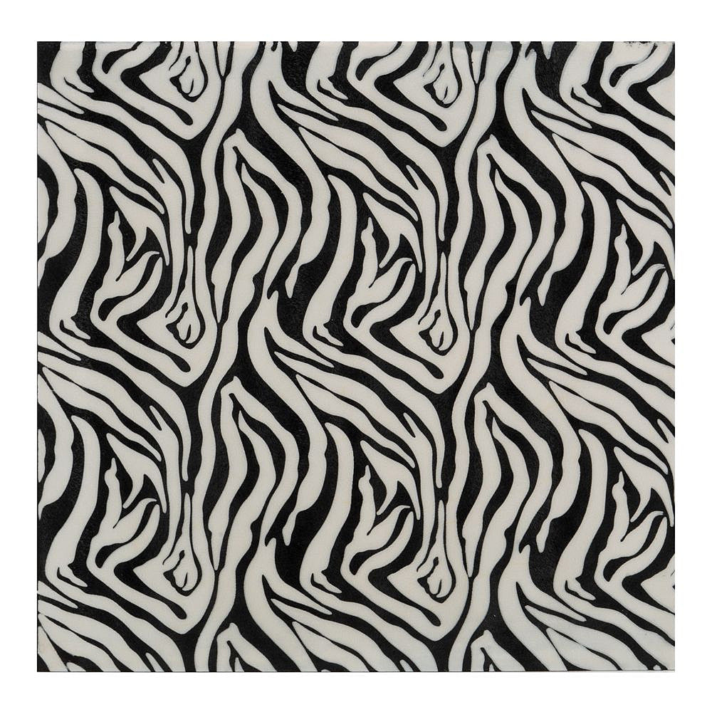 20" Black And White Zebra Iron And Resin Square Hanging Wall Tile-1