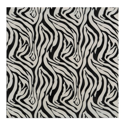 20" Black And White Zebra Iron And Resin Square Hanging Wall Tile-1