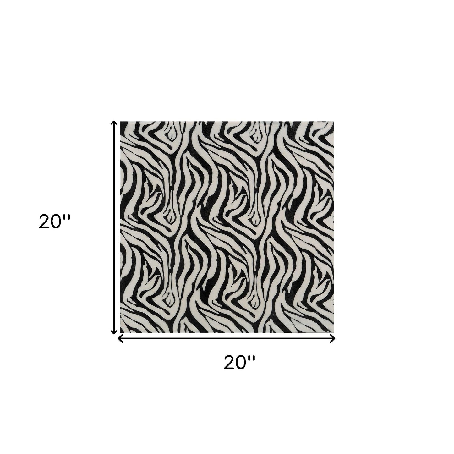 20" Black And White Zebra Iron And Resin Square Hanging Wall Tile-4