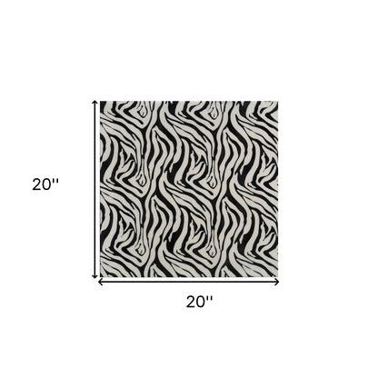 20" Black And White Zebra Iron And Resin Square Hanging Wall Tile-4
