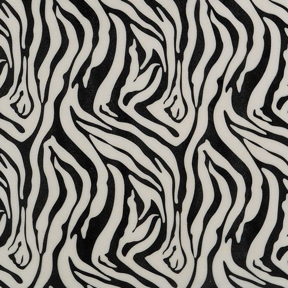 20" Black And White Zebra Iron And Resin Square Hanging Wall Tile-2