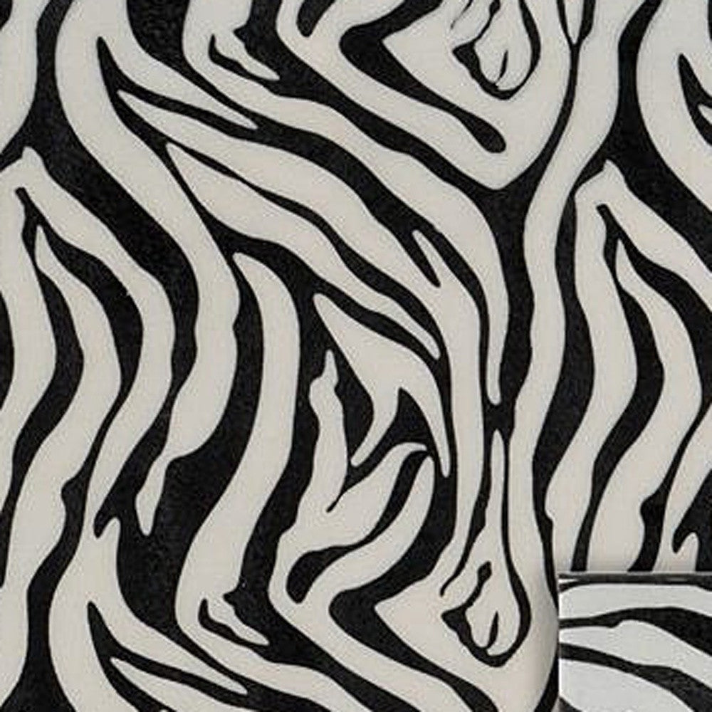 20" Black And White Zebra Iron And Resin Square Hanging Wall Tile-5