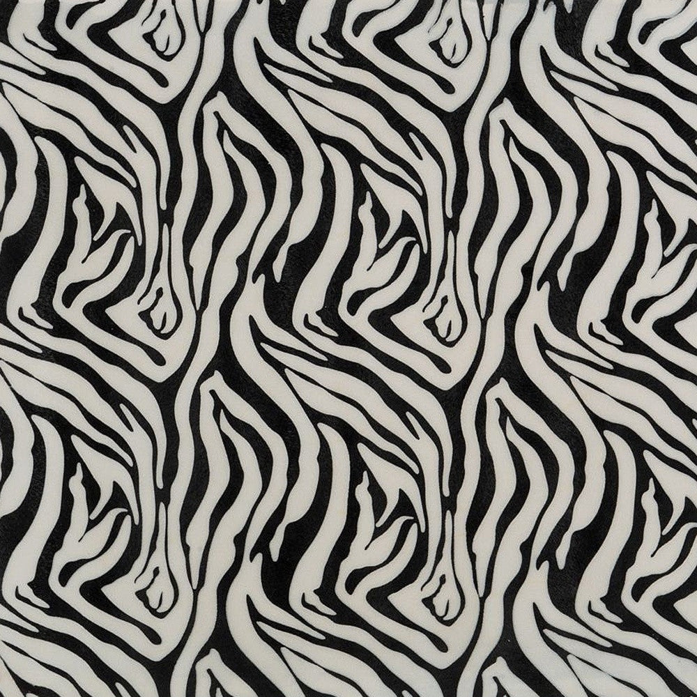 20" Black And White Zebra Iron And Resin Square Hanging Wall Tile-3