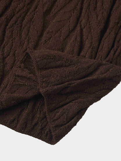 Leaf Design Turtleneck-Brown-3
