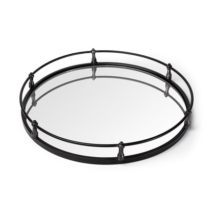 24" Silver Round Metal Indoor Outdoor Tray With Handles-1