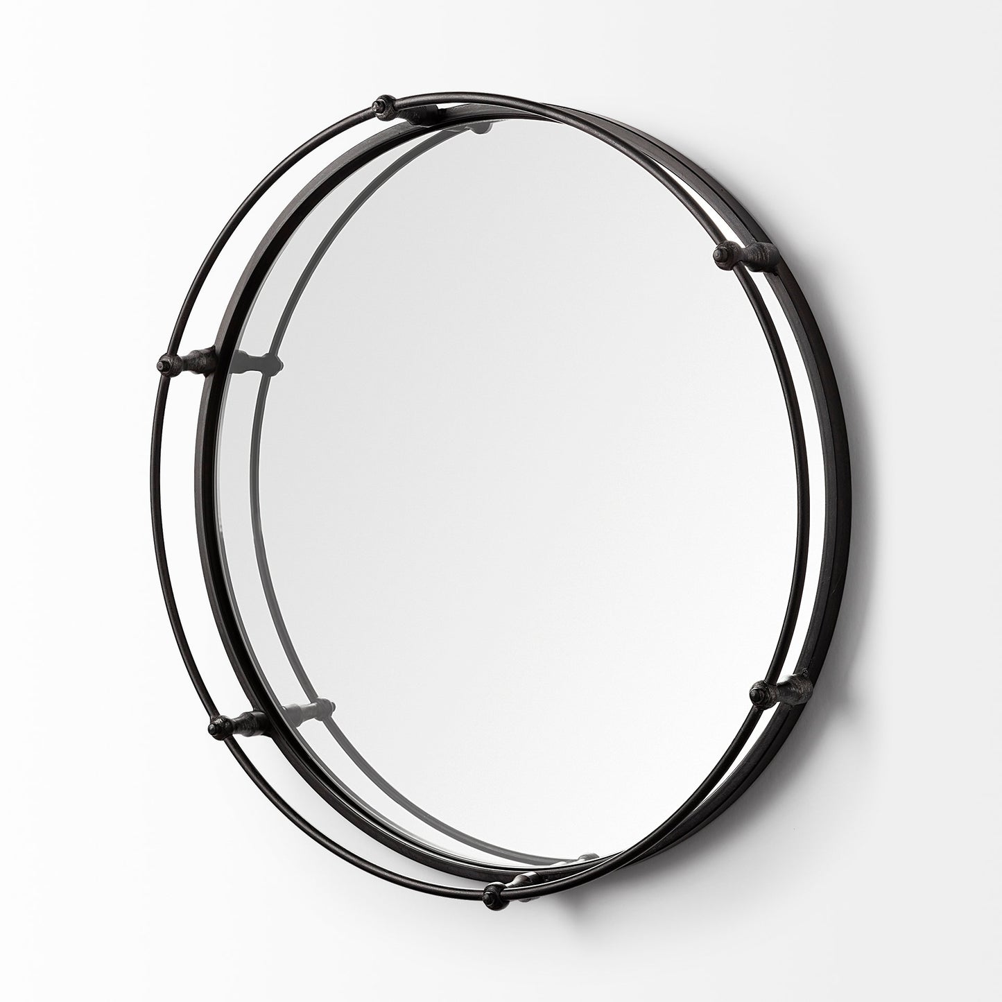 24" Silver Round Metal Indoor Outdoor Tray With Handles-3