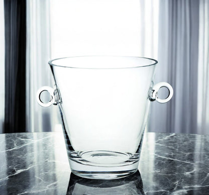 9 Mouth Blown European Glass Ice Bucket Or Cooler-7