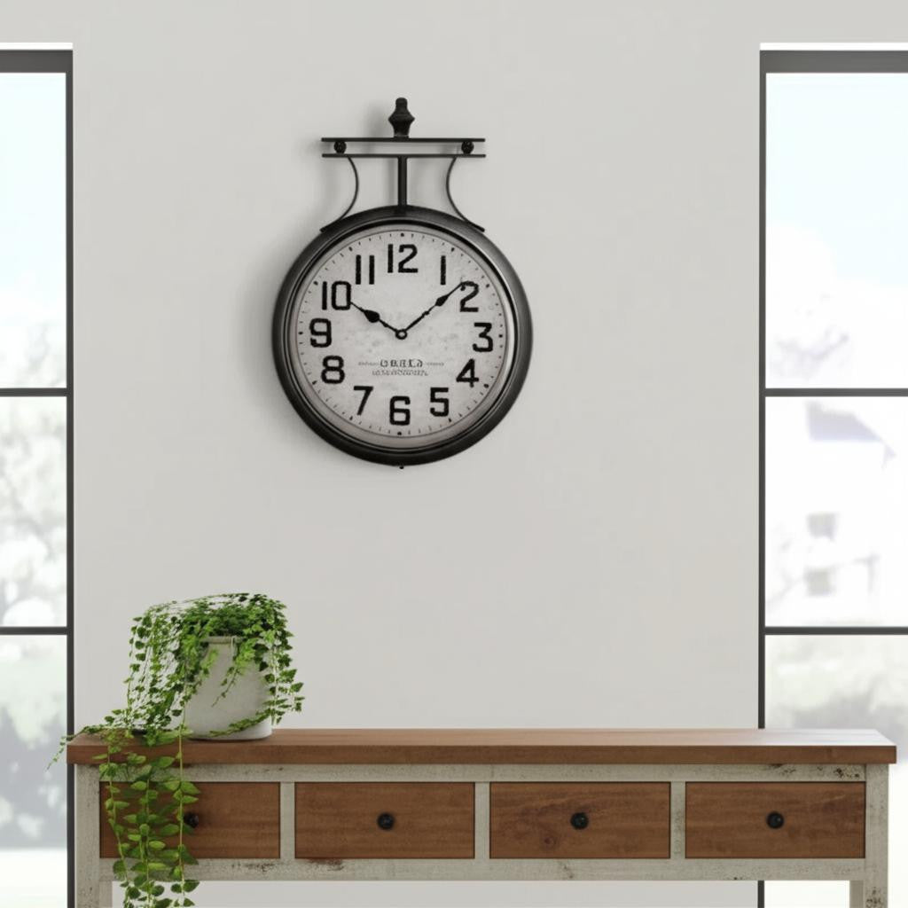 5" Circle Black Glass Analog Wall Clock-1