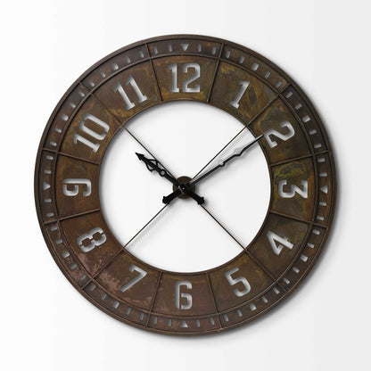 57" Round Industrial Brown Wall Clock-0