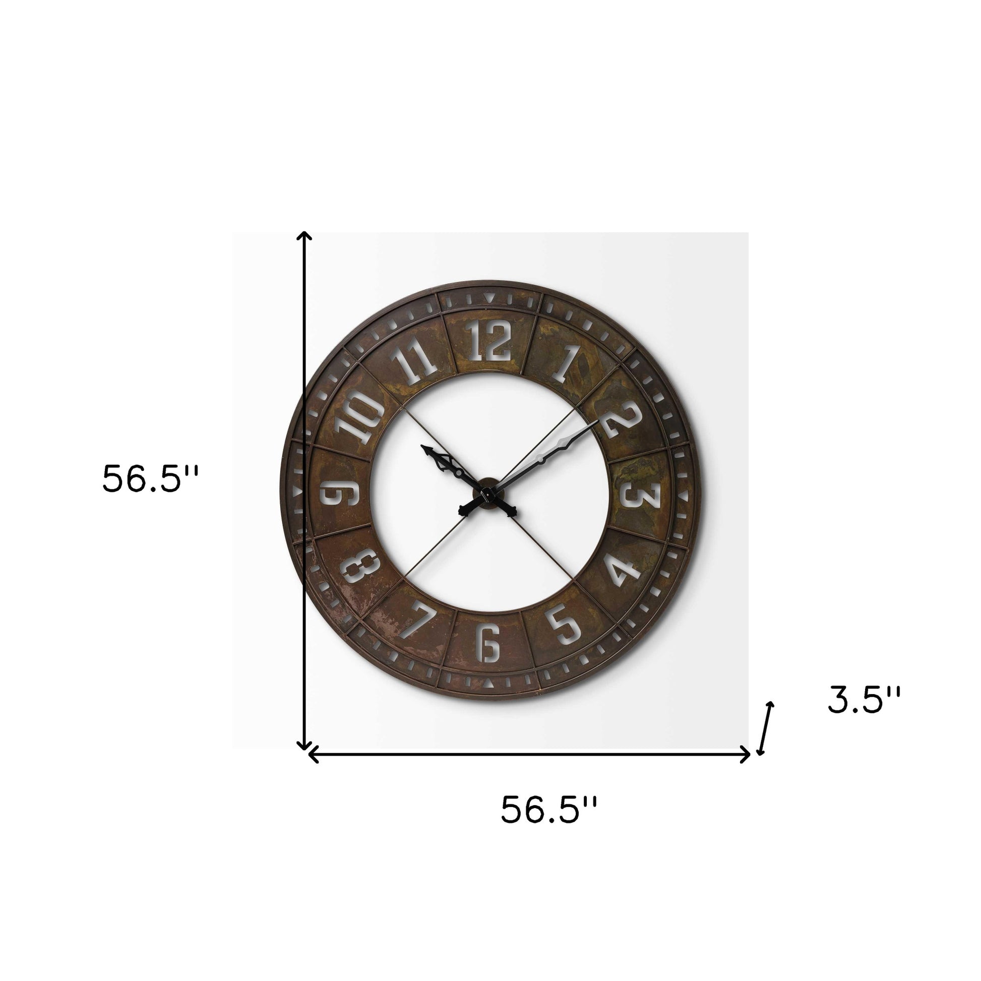 57" Round Industrial Brown Wall Clock-6