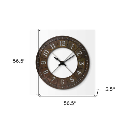 57" Round Industrial Brown Wall Clock-6