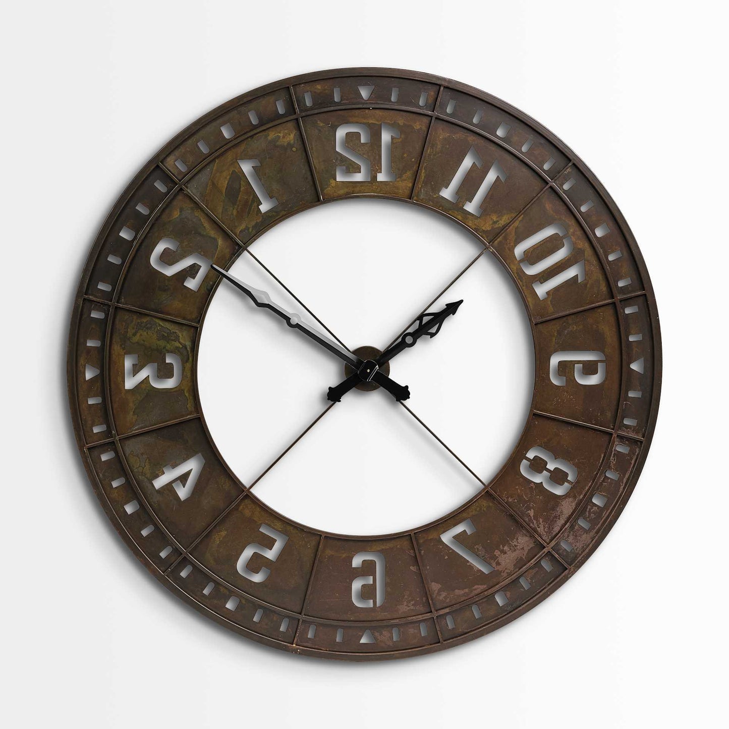 57" Round Industrial Brown Wall Clock-3
