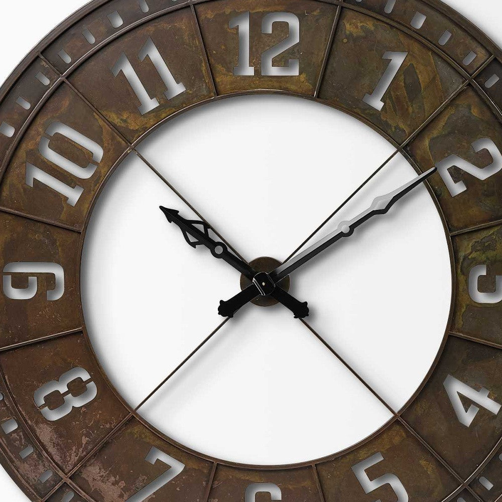 57" Round Industrial Brown Wall Clock-5