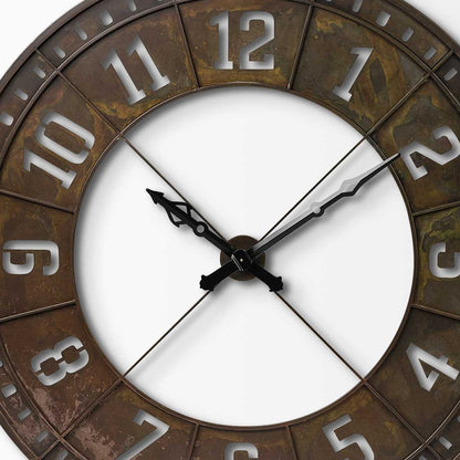 57" Round Industrial Brown Wall Clock-5