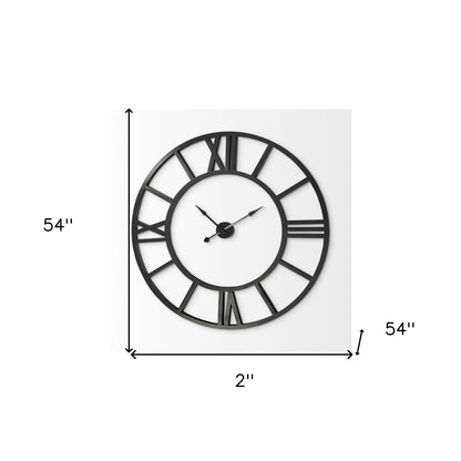 54" Round Xl Industrial Style Wall Clock With Open Face Desing-3