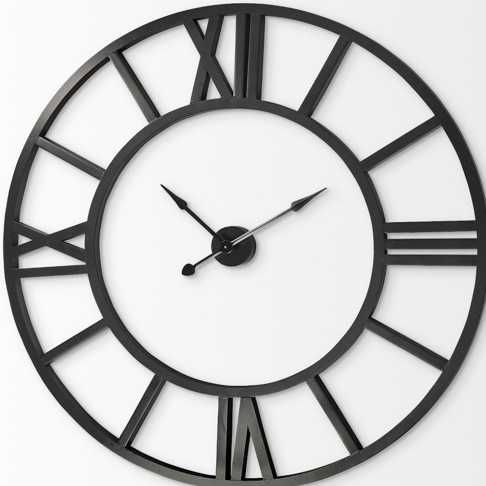 54" Round Xl Industrial Style Wall Clock With Open Face Desing-2