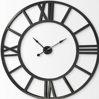 54" Round Xl Industrial Style Wall Clock With Open Face Desing-2
