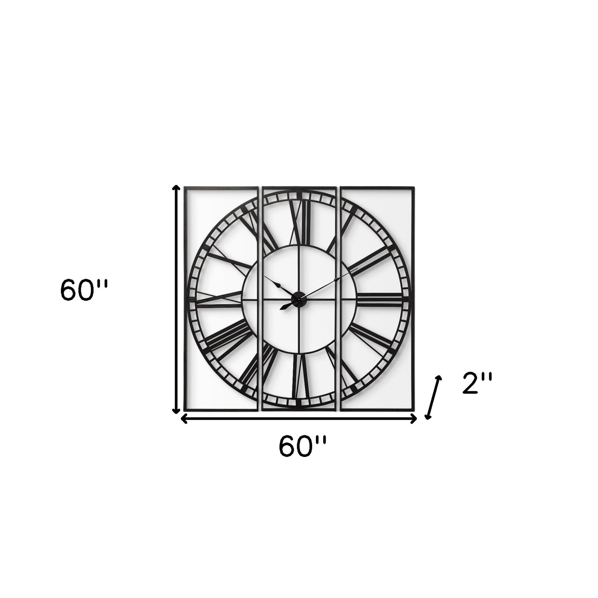 60" Round and Square Industrial Style Wall Clock-4