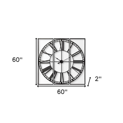 60" Round and Square Industrial Style Wall Clock-4
