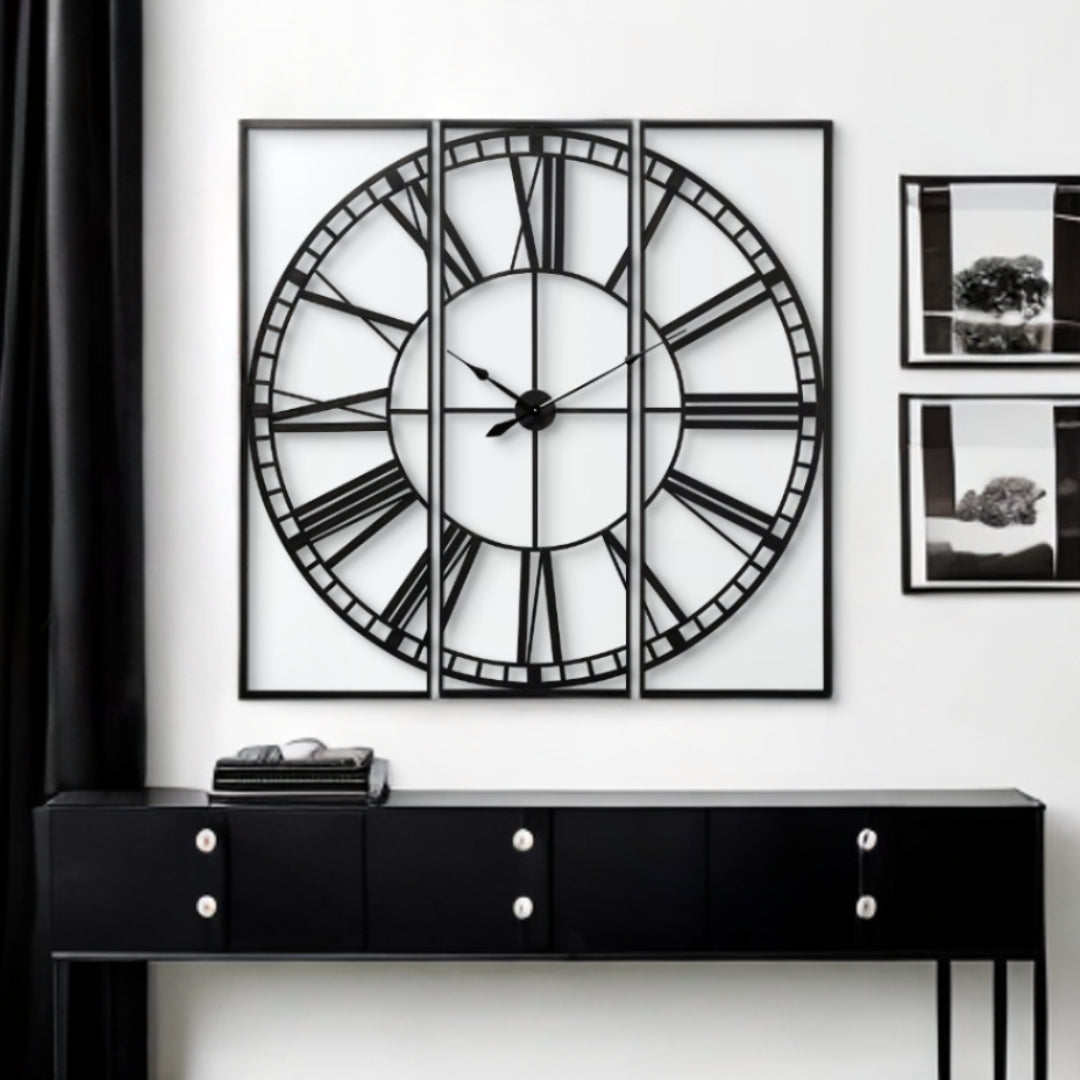 60" Round and Square Industrial Style Wall Clock-1
