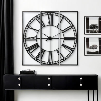 60" Round and Square Industrial Style Wall Clock-1