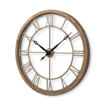 32" Circle Brown Metal Skeleton Wall Clock-1