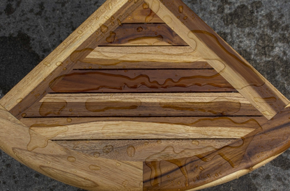 22" Natural Teak Corner Shower Bench With Shelf-7