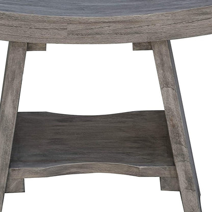18" Gray Solid Wood Rectangular Shower Bench With Shelf-4