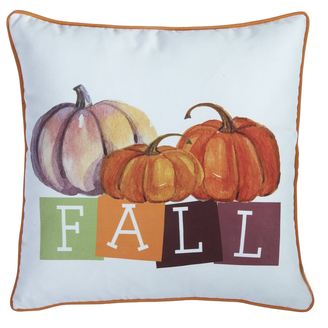 Set of Four 18" Orange And White Fabric Throw Pillow Covers-1