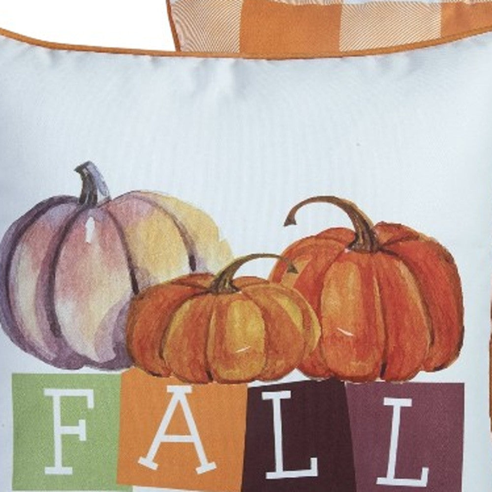 Set of Four 18" Orange And White Fabric Throw Pillow Covers-4