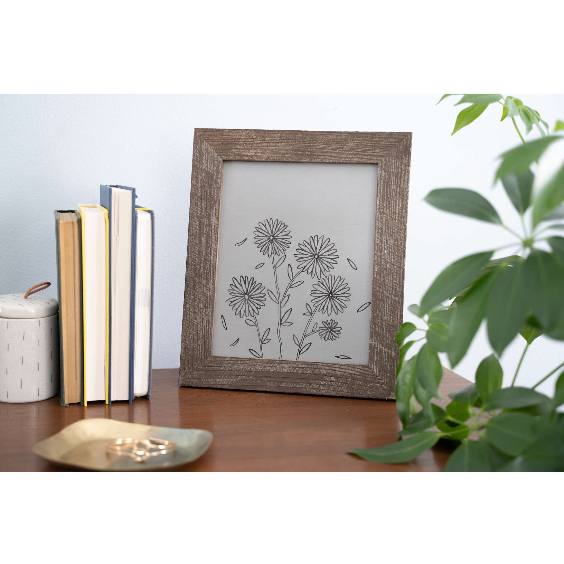 10" x 10" Brown Solid Wood Tabletop Picture Frame-4