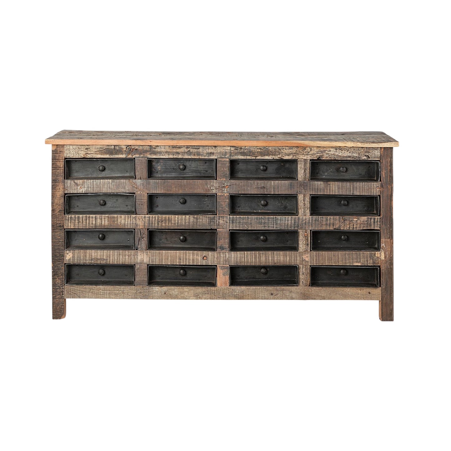 63" Brown and Black Solid Wood 16 Drawer Sideboard-0