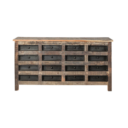 63" Brown and Black Solid Wood 16 Drawer Sideboard-0