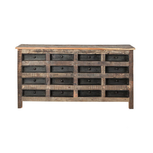 63" Brown and Black Solid Wood 16 Drawer Sideboard-0