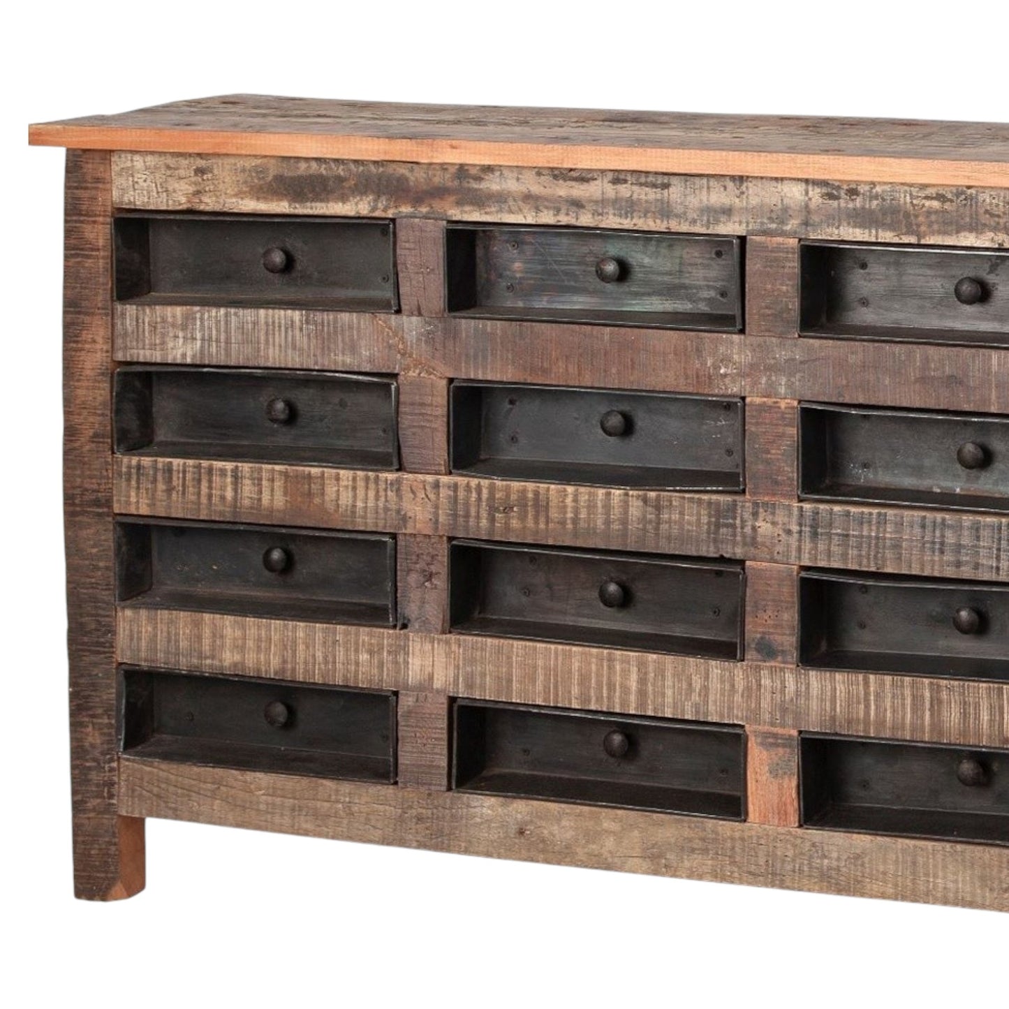 63" Brown and Black Solid Wood 16 Drawer Sideboard-2