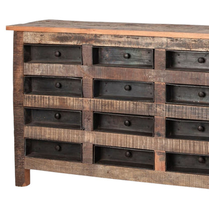 63" Brown and Black Solid Wood 16 Drawer Sideboard-2
