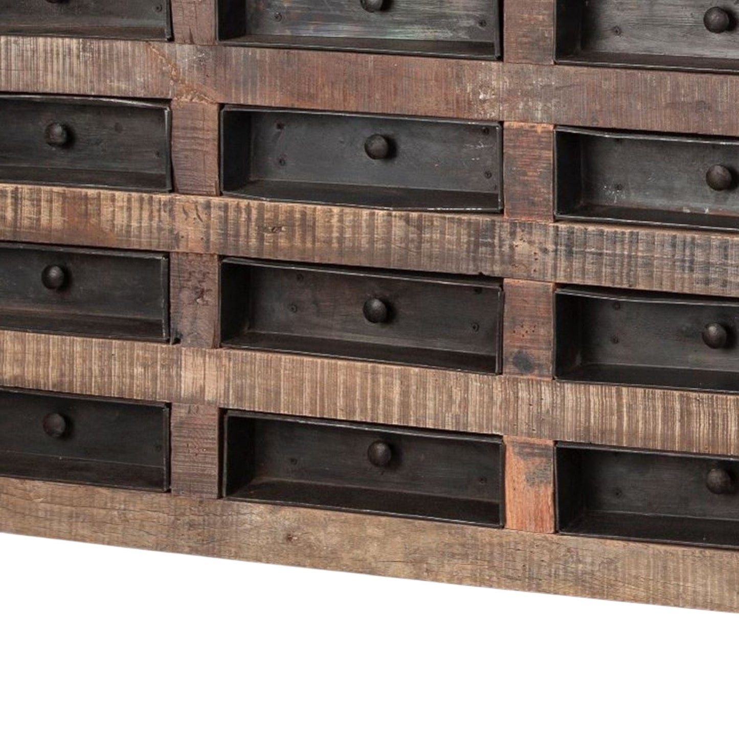 63" Brown and Black Solid Wood 16 Drawer Sideboard-5