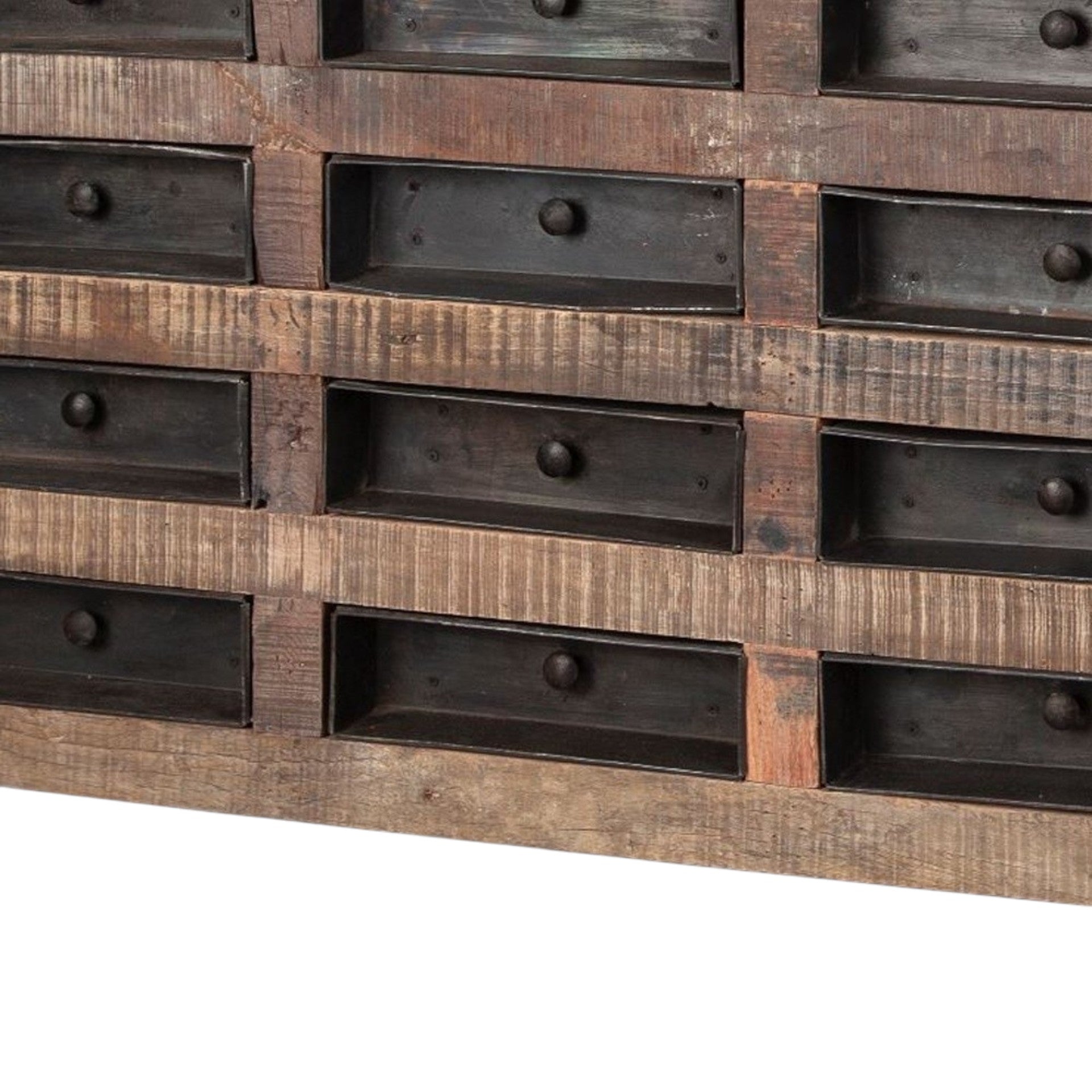 63" Brown and Black Solid Wood 16 Drawer Sideboard-5