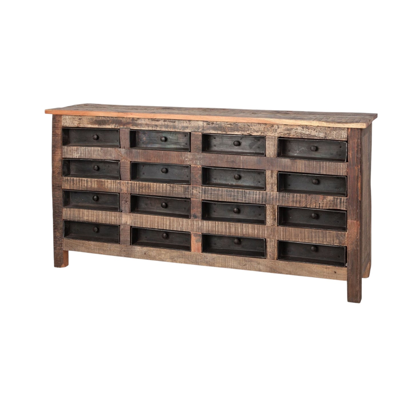 63" Brown and Black Solid Wood 16 Drawer Sideboard-3