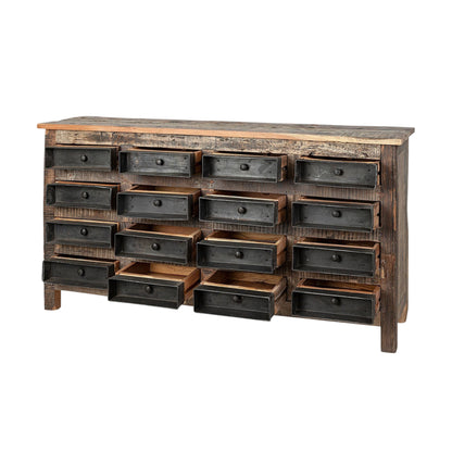 63" Brown and Black Solid Wood 16 Drawer Sideboard-4