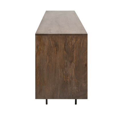 70" Brown and Black Solid Wood Six Drawer Sideboard-5