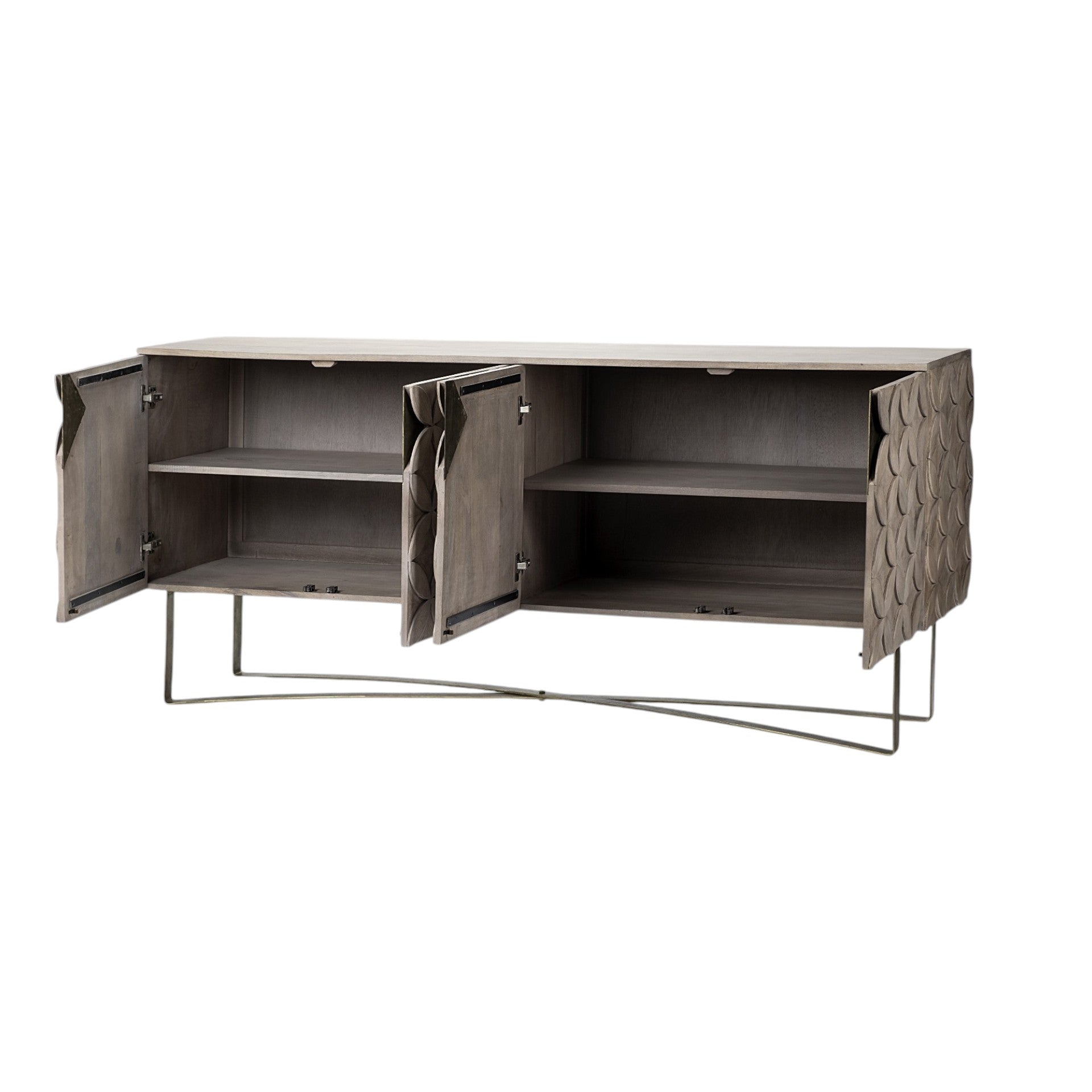 72" Light Brown Solid Wood Sideboard with Four Doors-5