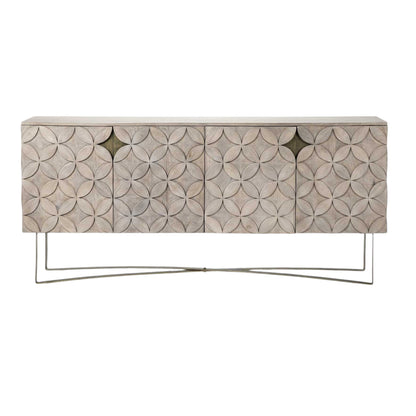 72" Light Brown Solid Wood Sideboard with Four Doors-1