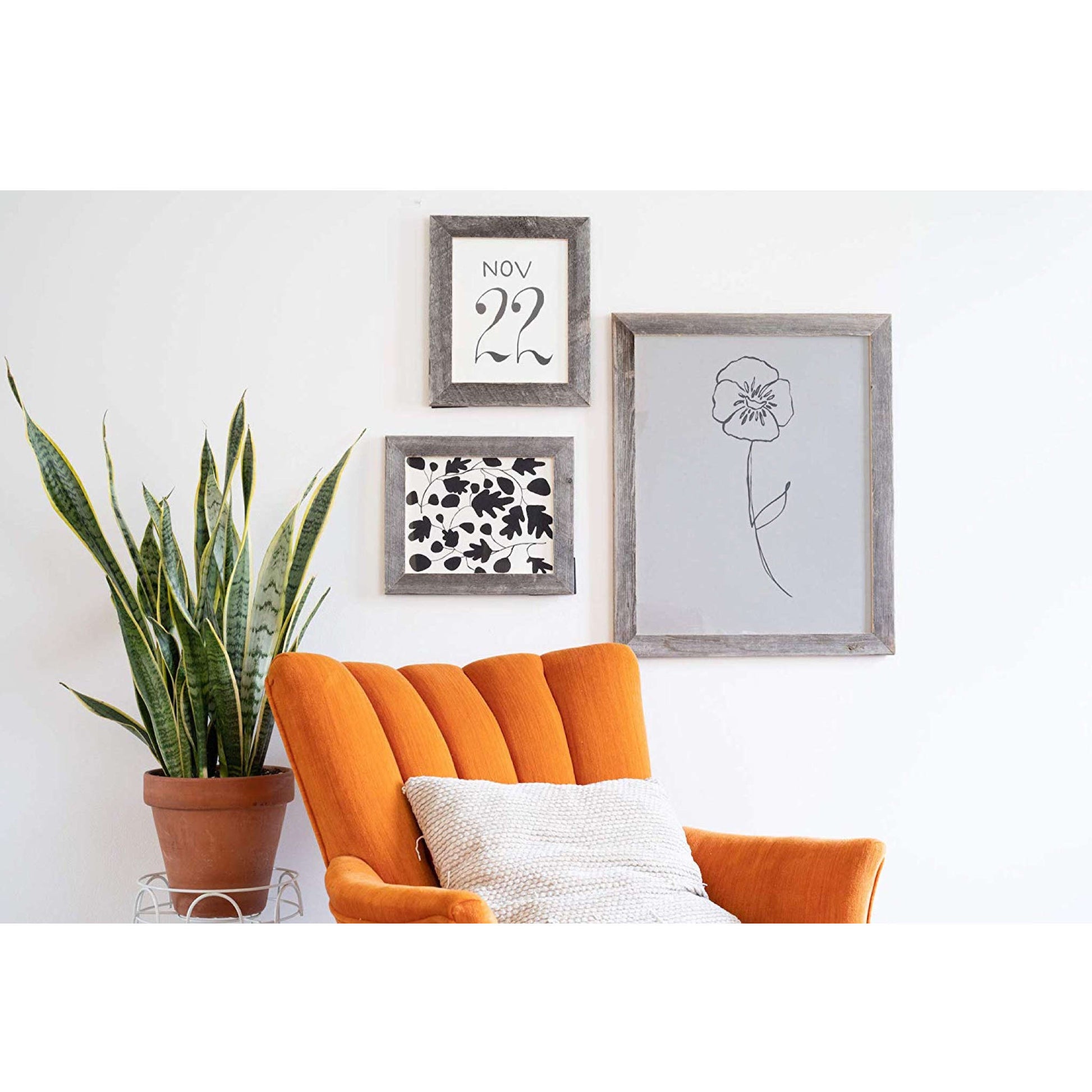 11" x 17" Gray Solid Wood Hanging Picture Frame-5