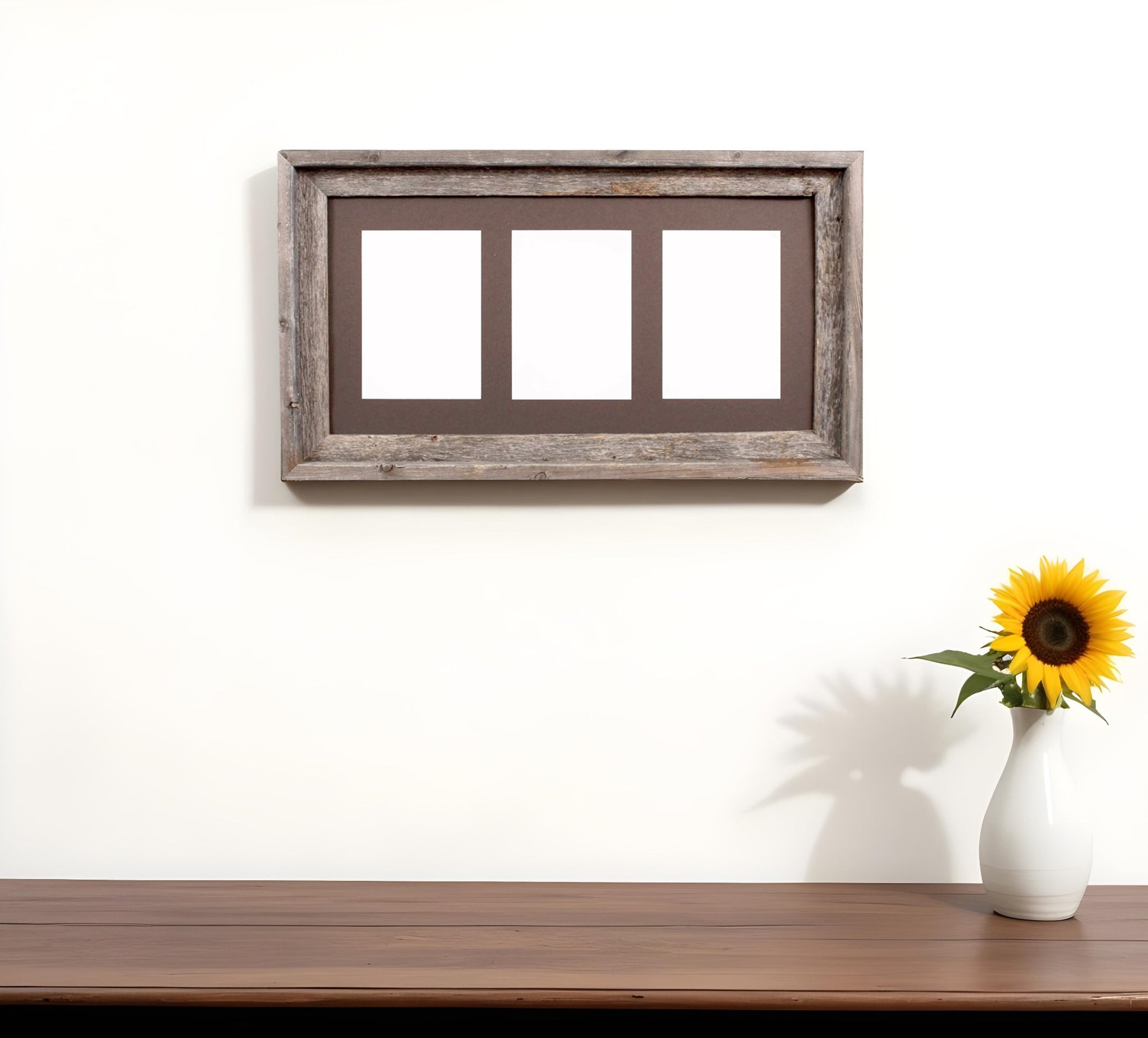 5" x 7" Gray Solid Wood Hanging Picture Frame with Mat-0