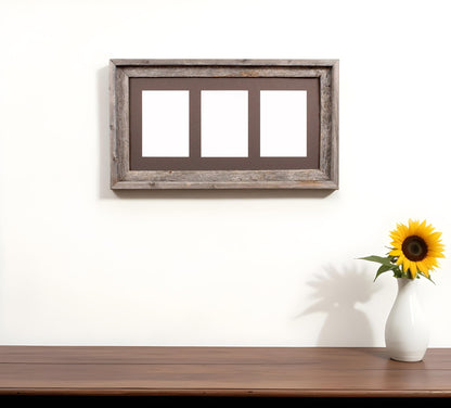 5" x 7" Gray Solid Wood Hanging Picture Frame with Mat-0