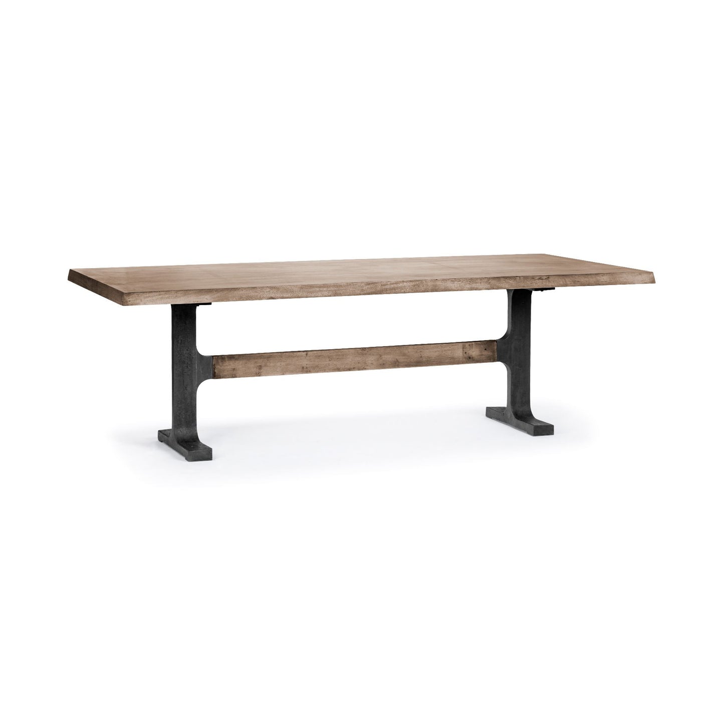 96" Natural And Black Solid Wood And Metal Trestle Base Dining Table-4