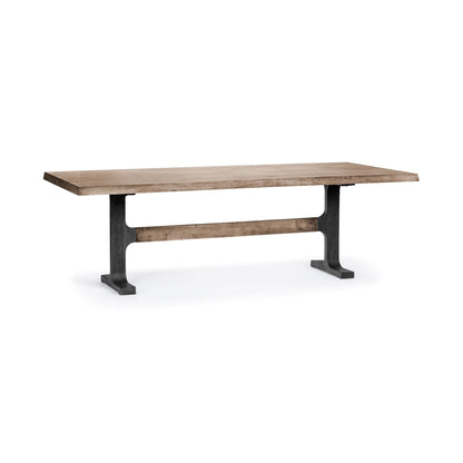 96" Natural And Black Solid Wood And Metal Trestle Base Dining Table-4